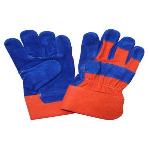 Blue Customized Safety Leather Hand Gloves , Hand Protection Gloves