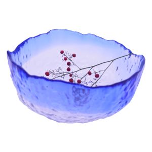 Hammered Pattern Irregular Shape Crystal Salad Serving Bowl