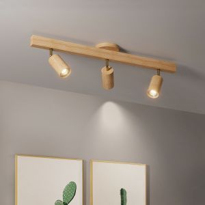 Wood Led Ceiling Lamp With Spot Lights For Living Room Bedroom Corridor Home