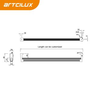 A3174 Wardrobe Light 1000mm Length SMD2835 60pc/m Aluminum Color DC12V 7.2W/M