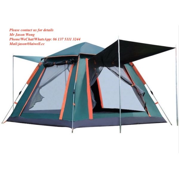 Outdoor 205*205*135cm Green PU2000MM 210T Polyester Water Resistant Automatic Camping Tent