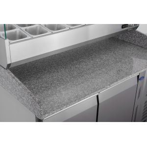 6 Drawers Refrigerated Pizza Prep Table R134a Commercial Marble Top
