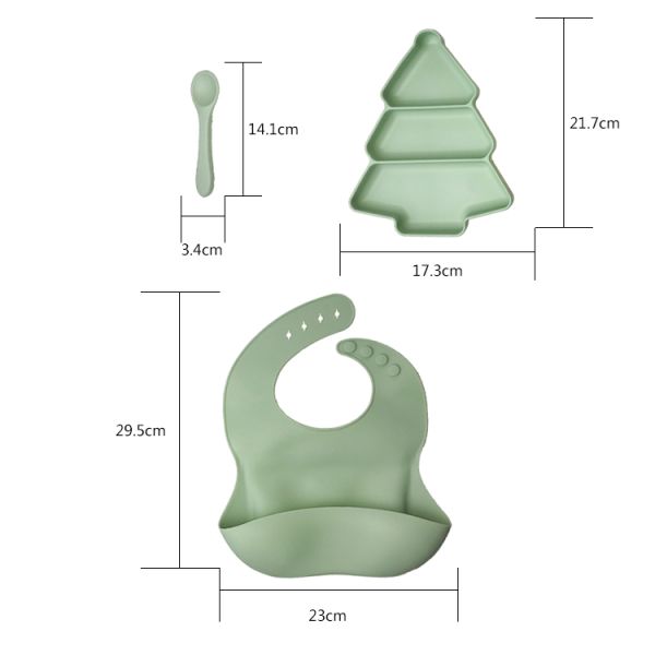 Baby Silicone Plate And Bib 3 Pcs BPA Free Suction Feeding Set Customized