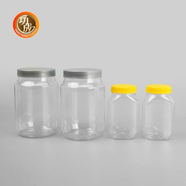 Buy Large Transparent Plastic Jam Bottle Candy Plastic Screw Top Containers at wholesale prices
