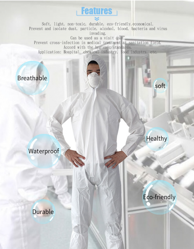 White Personal Disposable Protective Coverall , Disposable Body Suit Oem