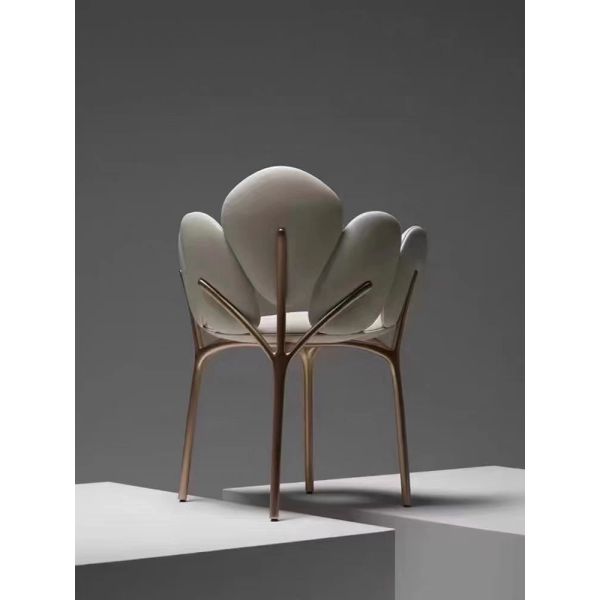Nordic Hotel Restaurant Furniture Dining Room Petal Shaped Stainless Steel Minimalist Dining Chair