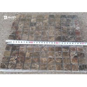 Dark Emperador Marble Mosaic Tile Sheets Polished 121 Pcs Scratch Resistant