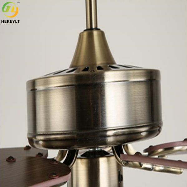 Industrial Style E27 LED Ceiling Fan Light With 5 Wood Blades