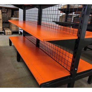 Factory Custom Blue Double Sided Supermarket Shelves Double Sided Mesh Gondola