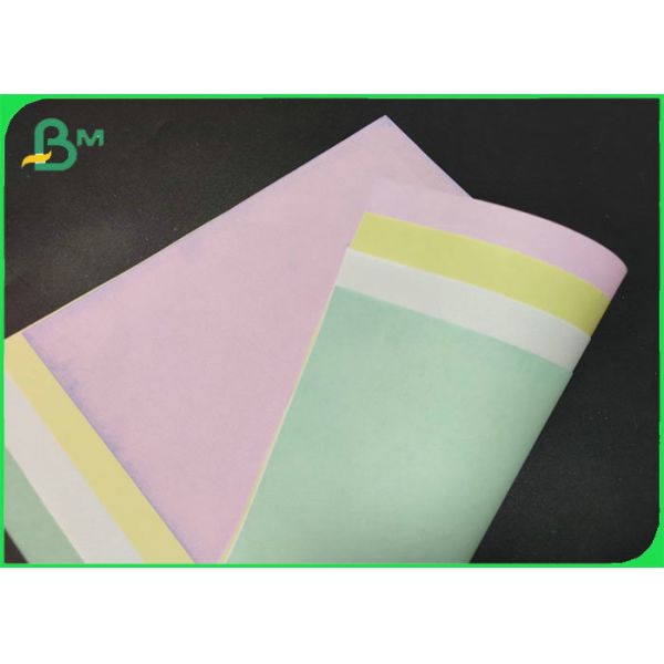Wood Pulp Yellow Blue 48gsm 52gsm Blank Carbonless Paper Rolls For Receipt Printing