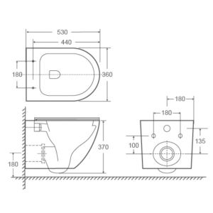 CE European Style Wall Mounted Concealed Tank D Shape Round Ceramic Wall Hung