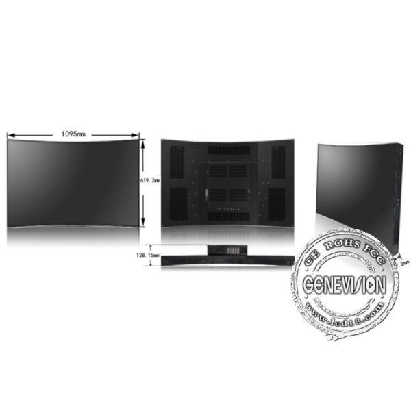 Curved Splicing Led Digital Signage Video Wall 49 Inch Narrow Bezel 9mm In 500cd / M2