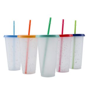 2020 Color Changing Color Confetti Reusable Cold Drink Cups Summer 24 oz