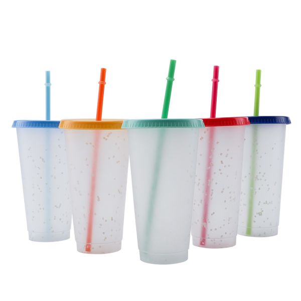 2020 Color Changing Color Confetti Reusable Cold Drink Cups Summer 24 oz