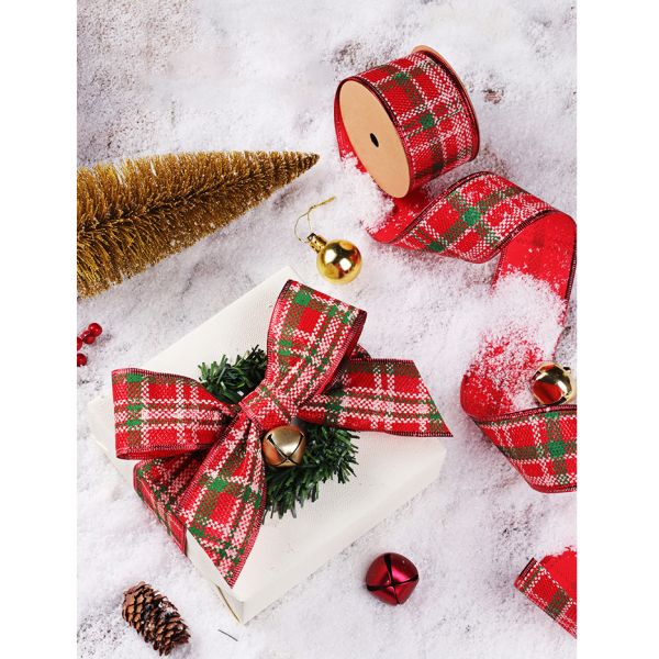 Ready made printed ribbon Christmas tree decoration ribbon wired burlap Christmas ribbon