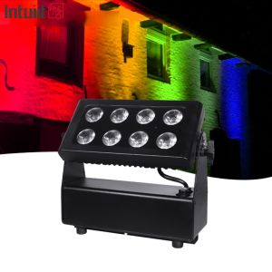 8X15W RGBW 4-in-1 LED Waterproof Floodlight DMX Control Flat Spotlight