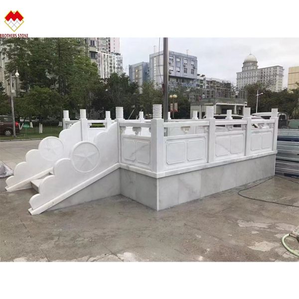 FOB/CNF Delivery Terms White Marble Handrail Porch Balcony Railing Balustrade for Villa