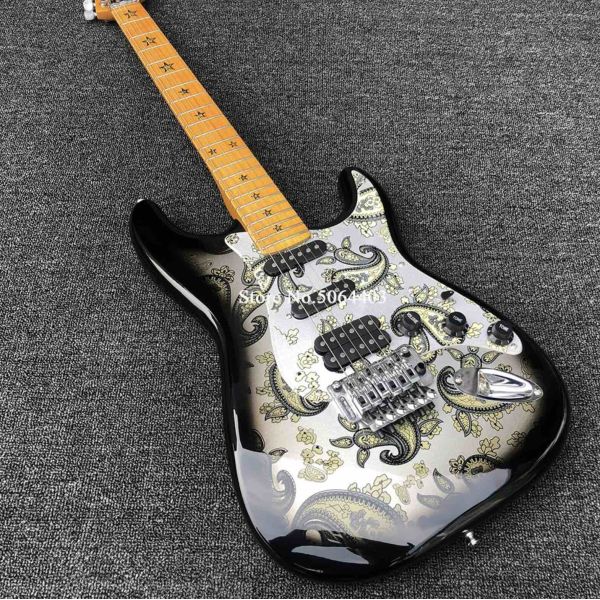 Maple fingerboard retro color front and rear stickers electric guitar double wave electric guitar free shipping