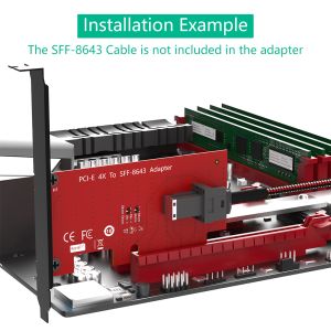 SFF-8643 to PCIe 4X Adapter Card 110x22mm Black