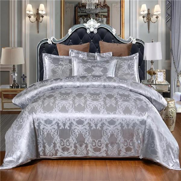 Buy European Style Embroidery Satin Bedding Set 3 Piece Duvet Cover Bed Sheet Pillow Case at wholesale prices