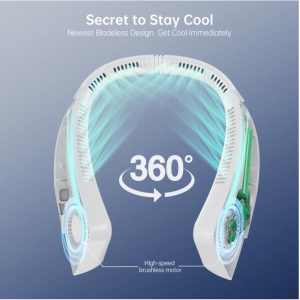 Stay Cool and Comfortable with Three Wind Speed Mini Rechargeable Hanging Neck Fan