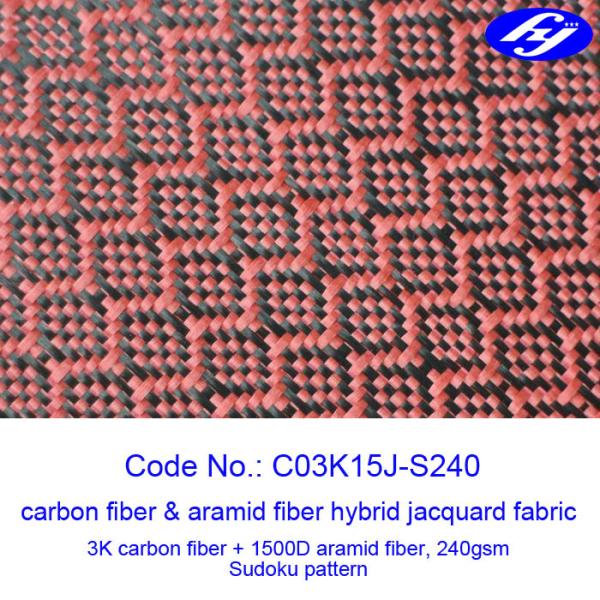 Buy Jacquard Sudoku Pattern Red Carbon Fiber Fabric With Low Flammability at wholesale prices