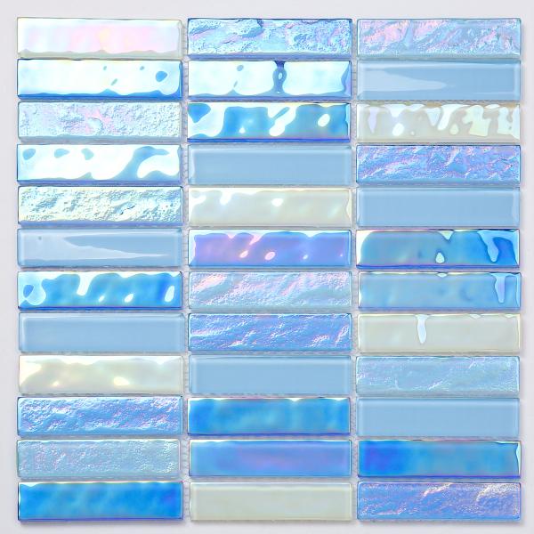 Blue White Glossy Clay Mosaic Tiles 300x300mm AAA Grade