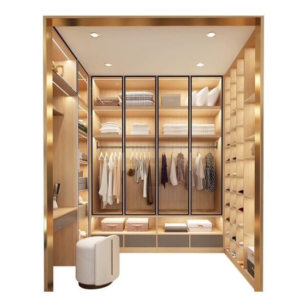 Buy OEM Sliding door Modern Walk In Wardrobe Solutions Walnut Style at wholesale prices