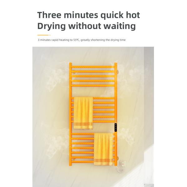 Gold Wall Mount HEATED Towel Warmer with Sleek Round Tube Design and Free Standing Option