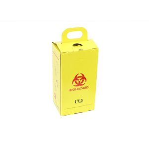 Medical biohazard waste box corrugated paper material Yellow / White Color