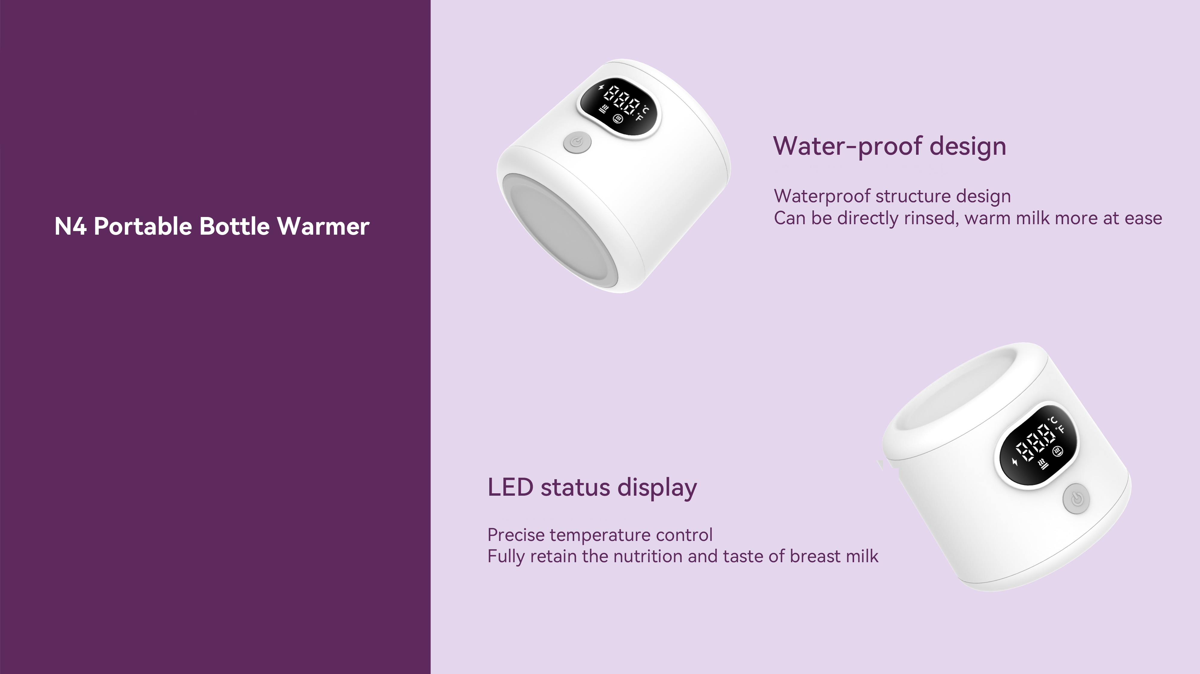 Newest Fast Heating Portable Bottle Warmer With 3 Adapter Cordless Travel Bottle Warmer With Most Bottles