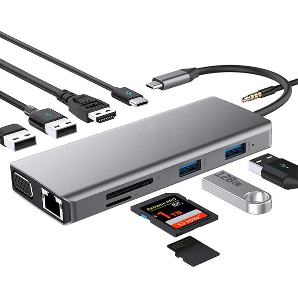 USB 3.1 Interface Type 10 In 1 Type C Hub For High Speed Data Transfer And