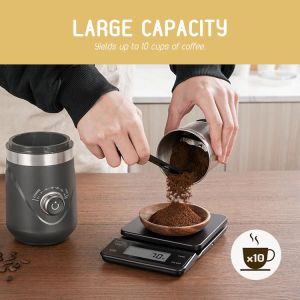 Grey Electric Coffee Grinder SS304 150W Handheld Coffee Bean Grinder