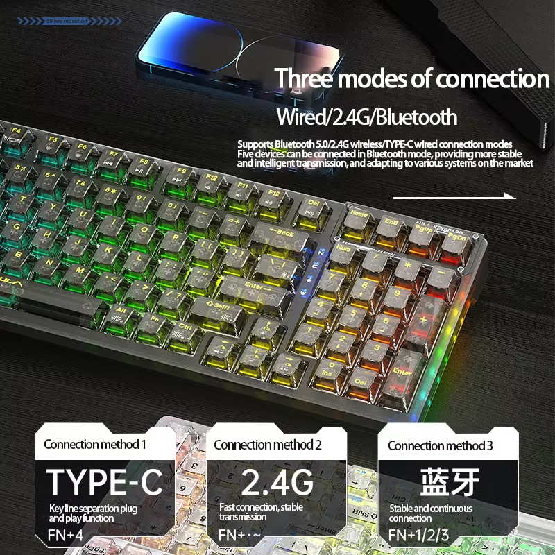 Windows Compatible Magnetic Axis Keyboard with Long-Lasting ABS Keycaps and