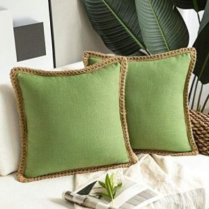 Phantoscope Pack of 2 Farmhouse Decorative Throw Pillow Covers,Solid pattern for
