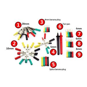 Electronic Multimeter Probe Test Lead Kit Spade Lugs Alligator Clips Banana Pugs