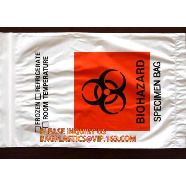 Biohazard specimen zipper bag Customized, zipper specimen store plastic