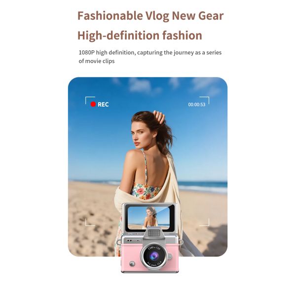 Japan Korean top rated CMOS 180° flip selfie screen digital mini camera for vlog