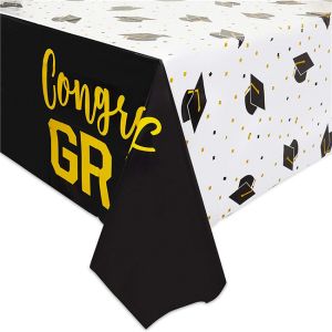 PEVA Gravure Printing Graduation Party Tablecloth Oilproof Rectangle