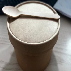 Diameter Of 14 Cm Disposable Takeaway Box Kraft Paper Food Container Set With
