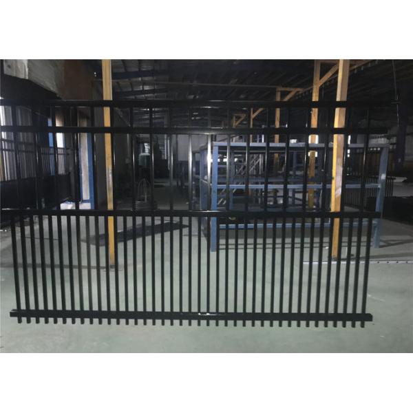 Steel fence 2100mmx2400mm Panels Stain Black Interpon Powder Rail 40mm and 50mm Upright 25mm