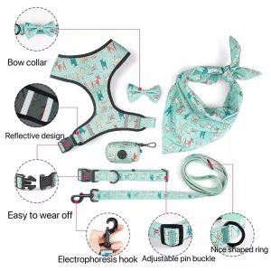 Custom Reflective Comfortable Pet Harness Set Dog Leash