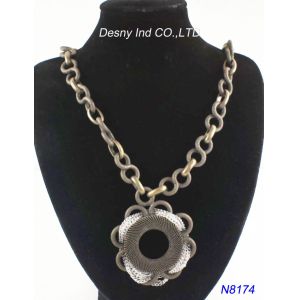 Quality Unisex Shamballa Metal Jewelry Antique Bronze Necklace with plated bronze and Alloy for sale