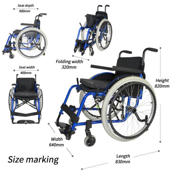 Portable 820mm 100kg Lightweight Sport Wheelchair