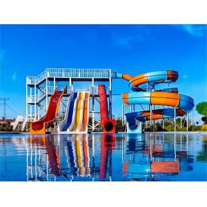 Commercial Swimming Pool Water Games Equipment Fiberglass Slide For Adults