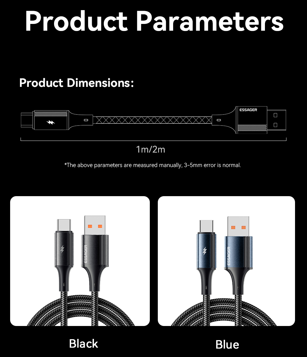 120W USB A To C Cable PP USB C Charging Cord ESSAGER ES-X45