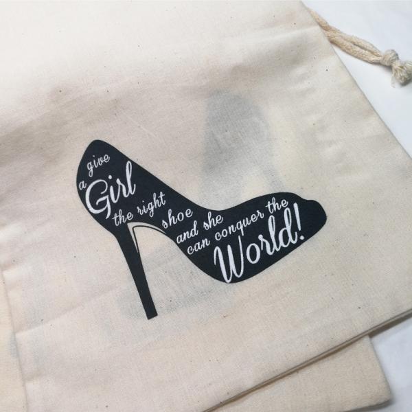 4x6 6x8 inch Cotton Muslin Drawstring Travel Shoe Bag