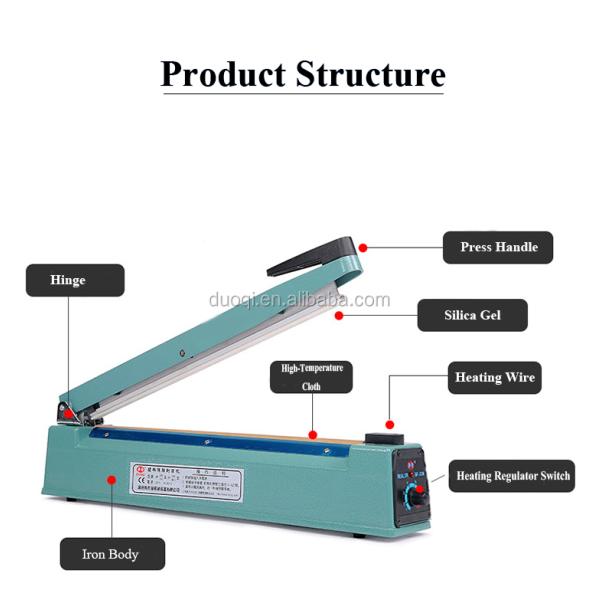 DUOQI SF-200I Hand Held Impulse Heat Sealer for Portable Packing Iron Manual Control