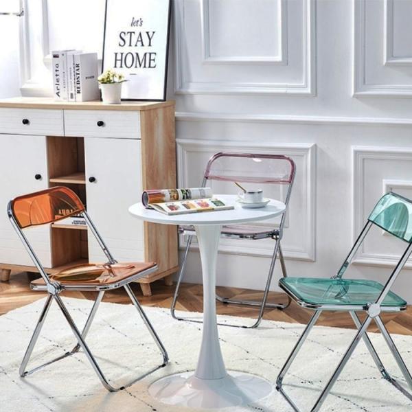 Custom Logo Clear Plastic Folding Chair for Garden Restaurant Cafe Wedding Banquet Even