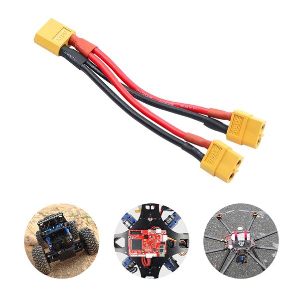 14AWG XT60 1 Male to 2 Female Y Splitter Extension Cable for RC Lipo Battery
